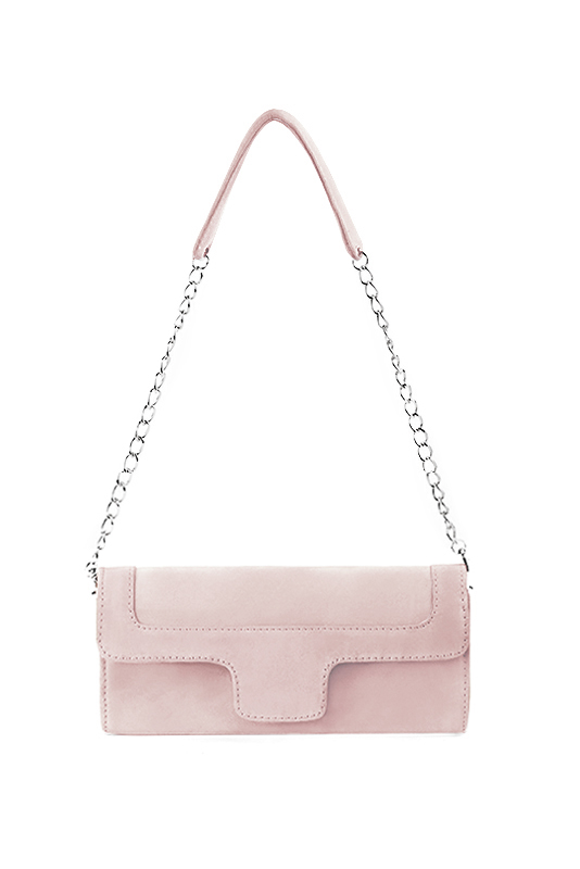 Dress clutch for wedding and parties in powder pink leather - Top view